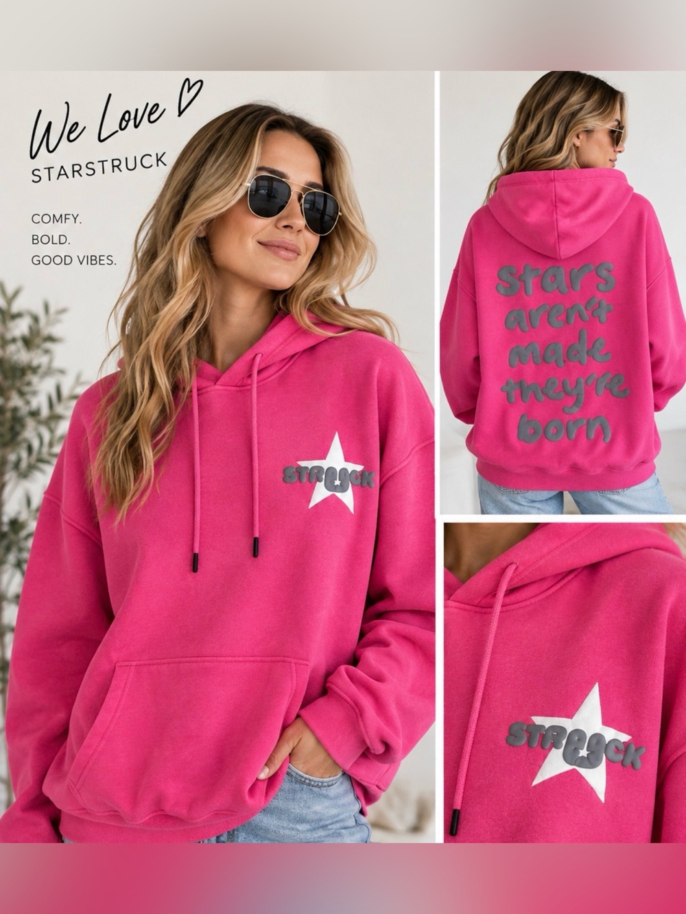 We Love Starstruck Hoodie Graphic sweatshirt w/ puffy print - Size Large